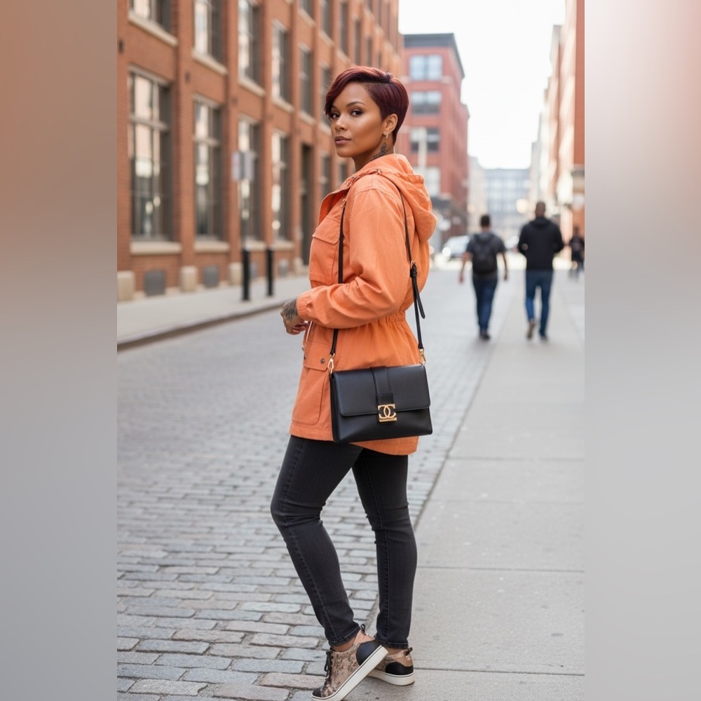 Lauren Ralph Lauren Women's Utility Jacket in Vibrant Orange☑️ - Picture 2 of 15